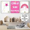 Kid's Fun Print Download Digital print nursery room bedroom poster girls unicorn pink set