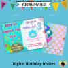 girl under the sea birthday party invite printable 5x7 digital print