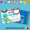 robot birthday party invite printable 5x7 digital print