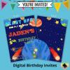 space birthday party invite printable 5x7 digital print