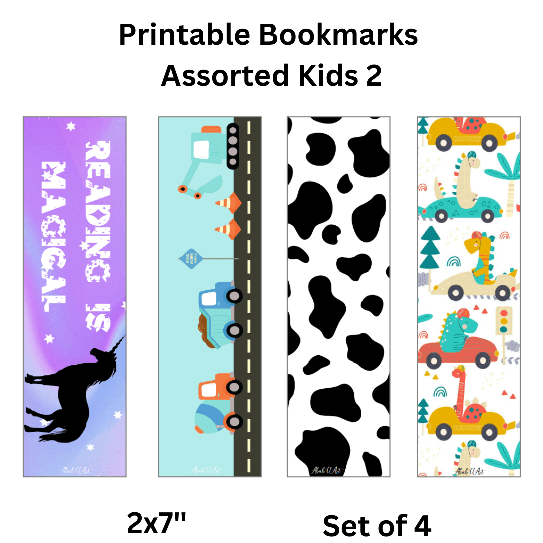 printable download bookmarks for kids set of 4