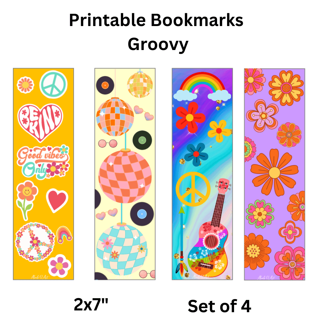printable groovy retro bookmarks download print cut